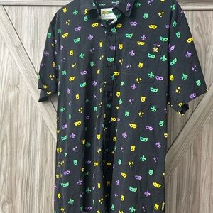 Tipsy Elves Black Shirt with Colorful Mask Pattern